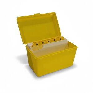 Vintage 70’s Yellow Plastic Index Card Box